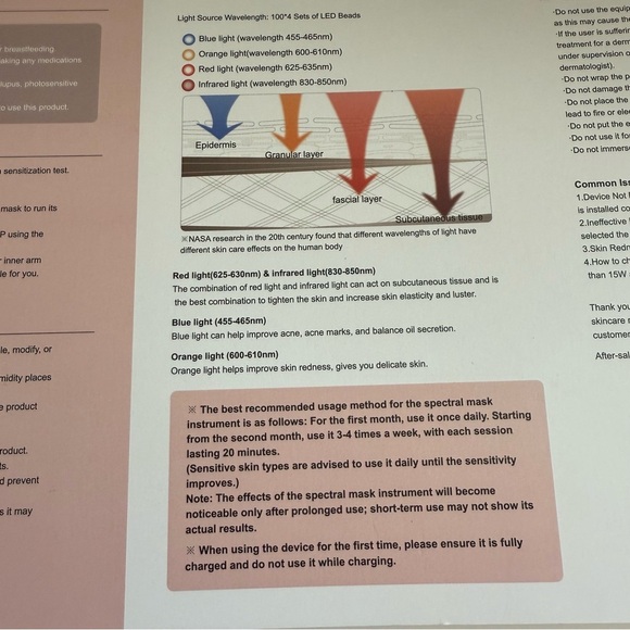 NIB NVBOTY LED Face Mask Light Therapy 4 Modes Portable Red Light Therapy - Picture 4 of 7